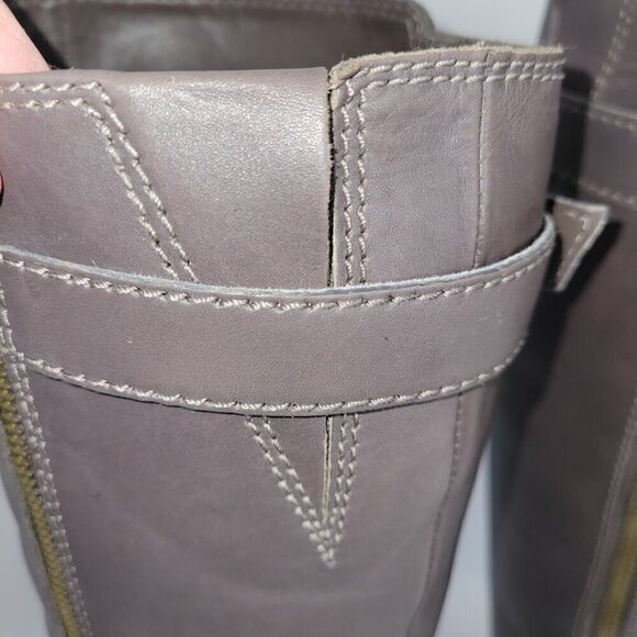Enzo Angiolini Easayin Tall Riding Boots Dark Taupe Gray W/Buckle Detail Size 6M - Picture 13 of 16